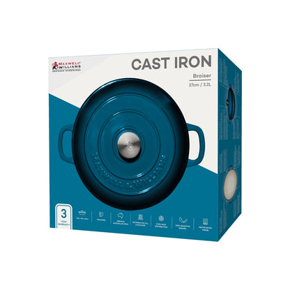 Cast Iron Braiser Midnight Blue 27cm / 3.3L Gift Boxed