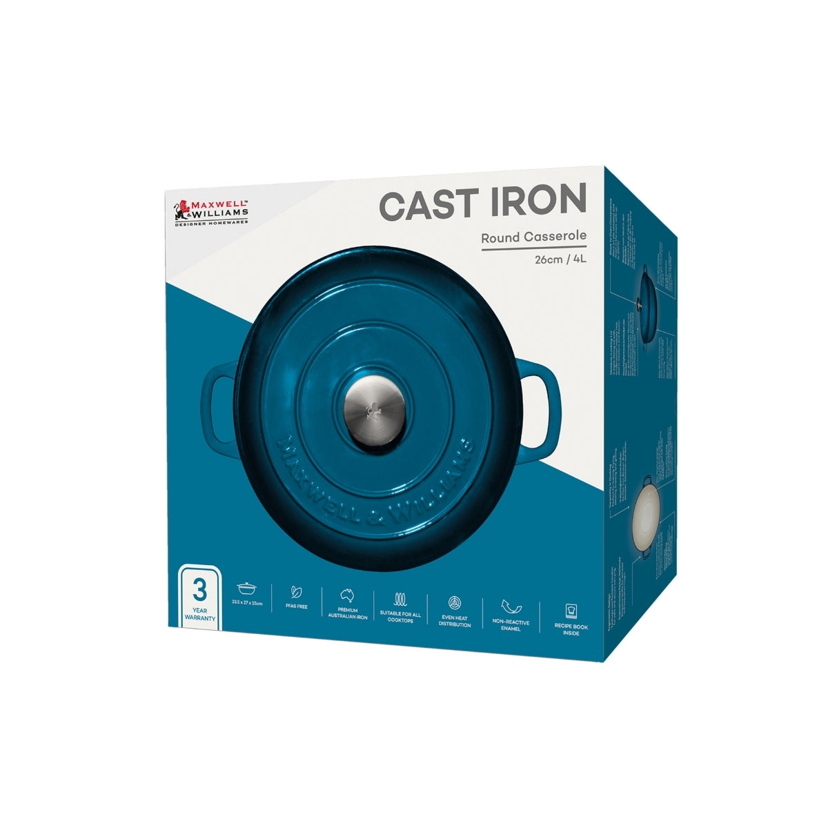 Cast Iron Round Casserole Midnight Blue 26cm / 4L Gift Boxed