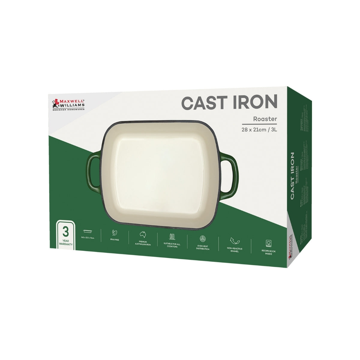 Cast Iron Roaster English Racing Green 28x21cm / 3L Gift Boxed