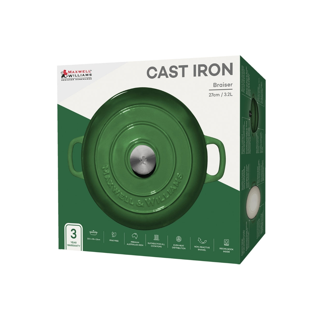 Cast Iron Braiser English Racing Green 27cm / 3.3L Gift Boxed