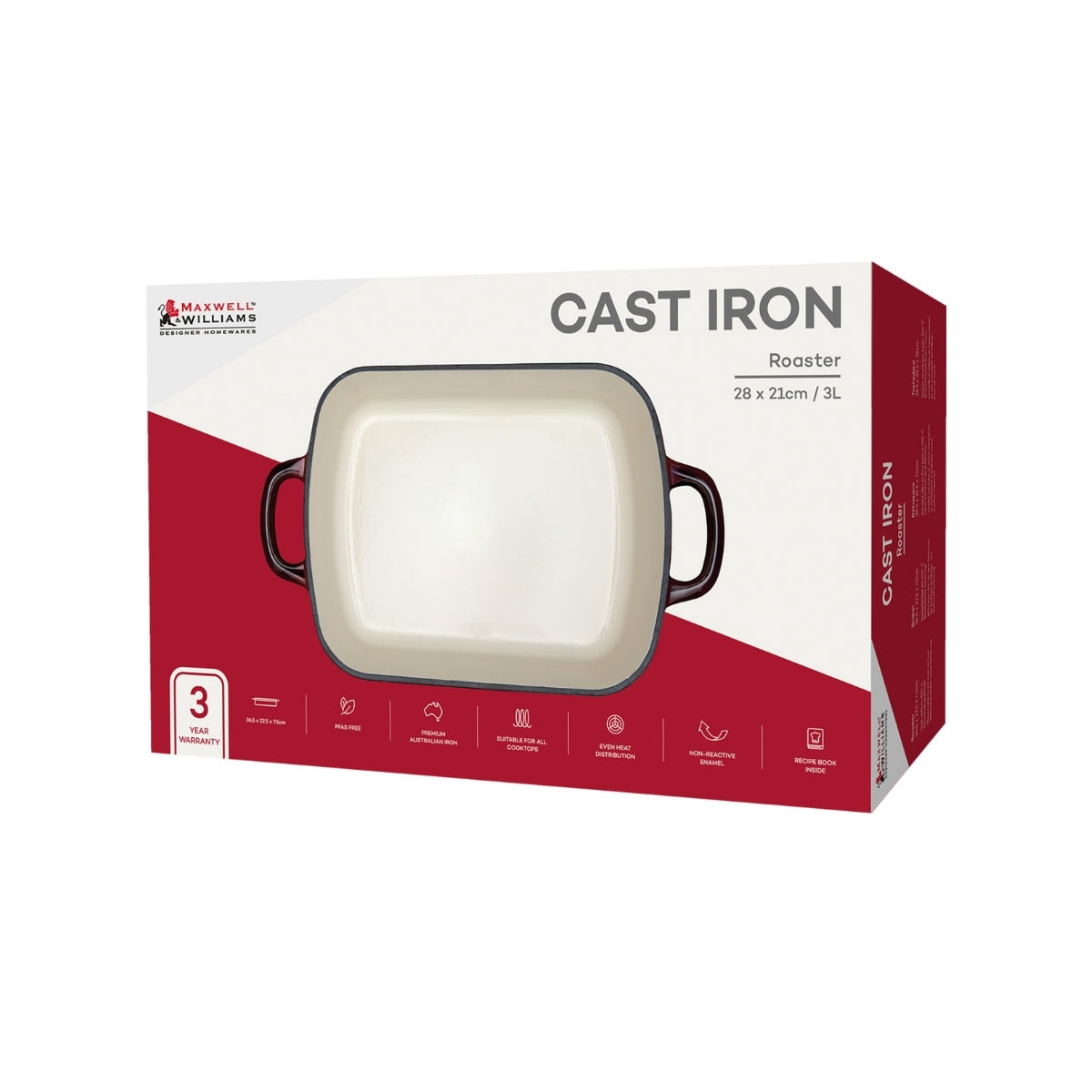 Cast Iron Roaster Merlot 28x21cm / 3L Gift Boxed