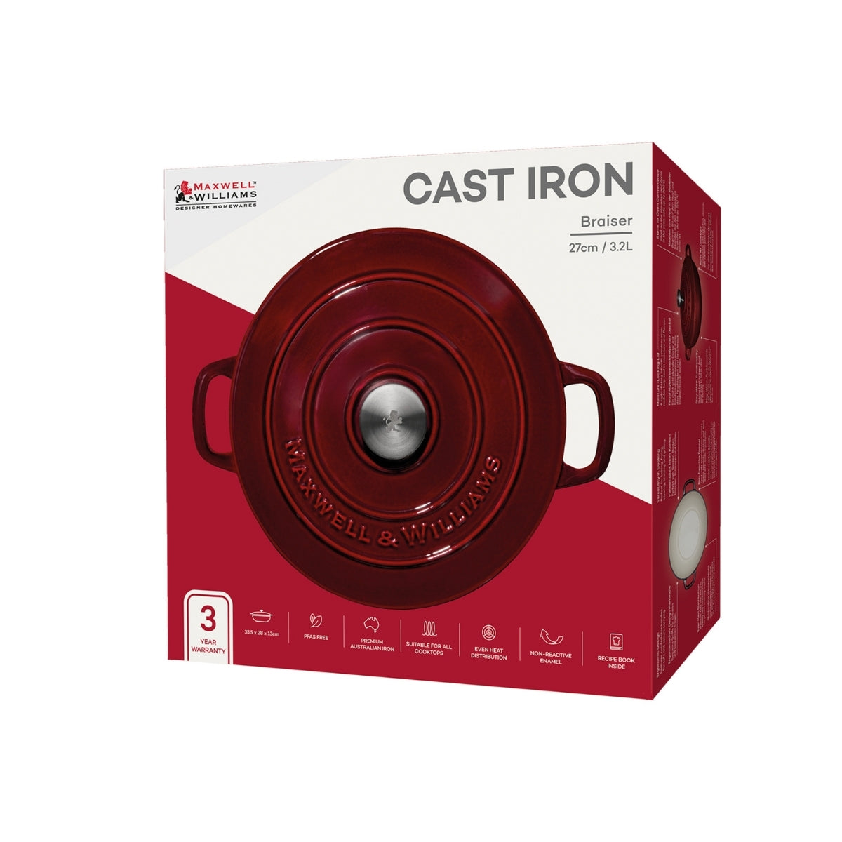 Cast Iron Braiser Merlot 27cm / 3.3L Gift Boxed