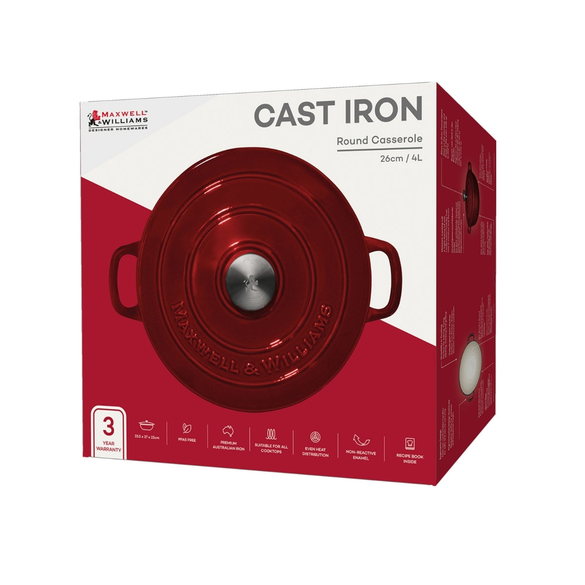 Cast Iron Round Casserole Merlot 26cm / 4L Gift Boxed