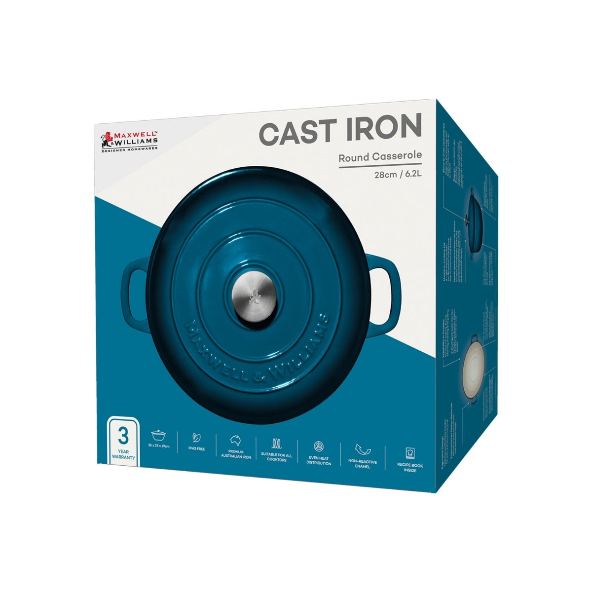 Cast Iron Round Casserole Midnight Blue 28cm / 6.2L Gift Boxed