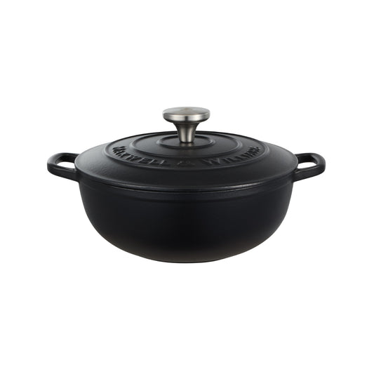 Maxwell & Williams Cast Iron Round Casserole Black 24cm / 3.3L Gift Boxed
