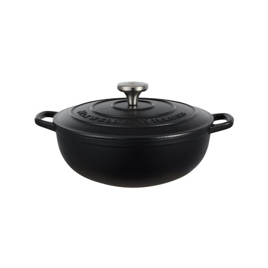 Maxwell & Williams Cast Iron Round Casserole Black 26cm / 4L Gift Boxed