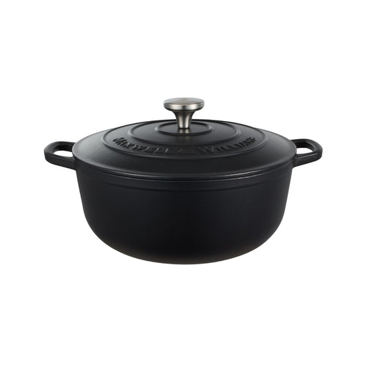 Maxwell & Williams Cast Iron Round Casserole Black 28cm / 6.2L Gift Boxed