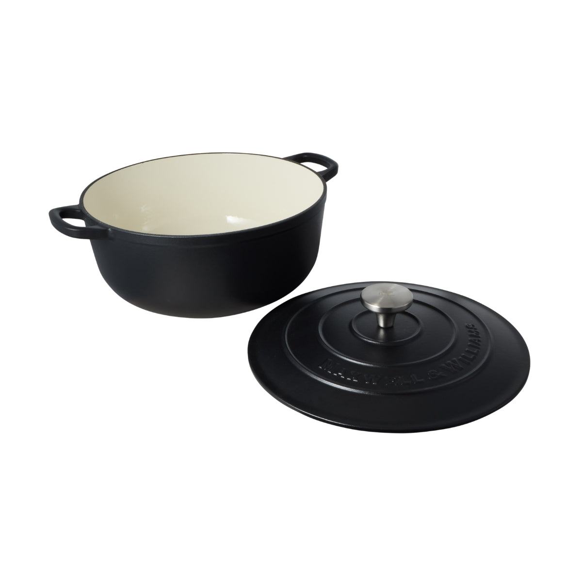 Maxwell & Williams Cast Iron Round Casserole Black 28cm / 6.2L Gift Boxed