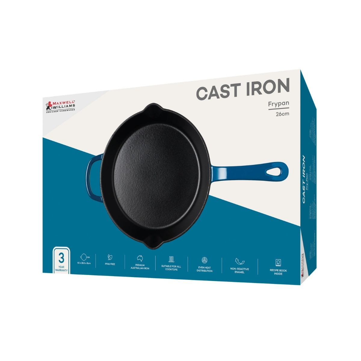Maxwell & Williams Cast Iron Frypan Midnight Blue 26cm Gift Boxed