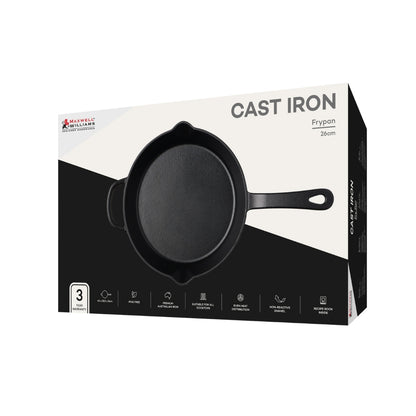 Maxwell & Williams Cast Iron Frypan Black 26cm Gift Boxed
