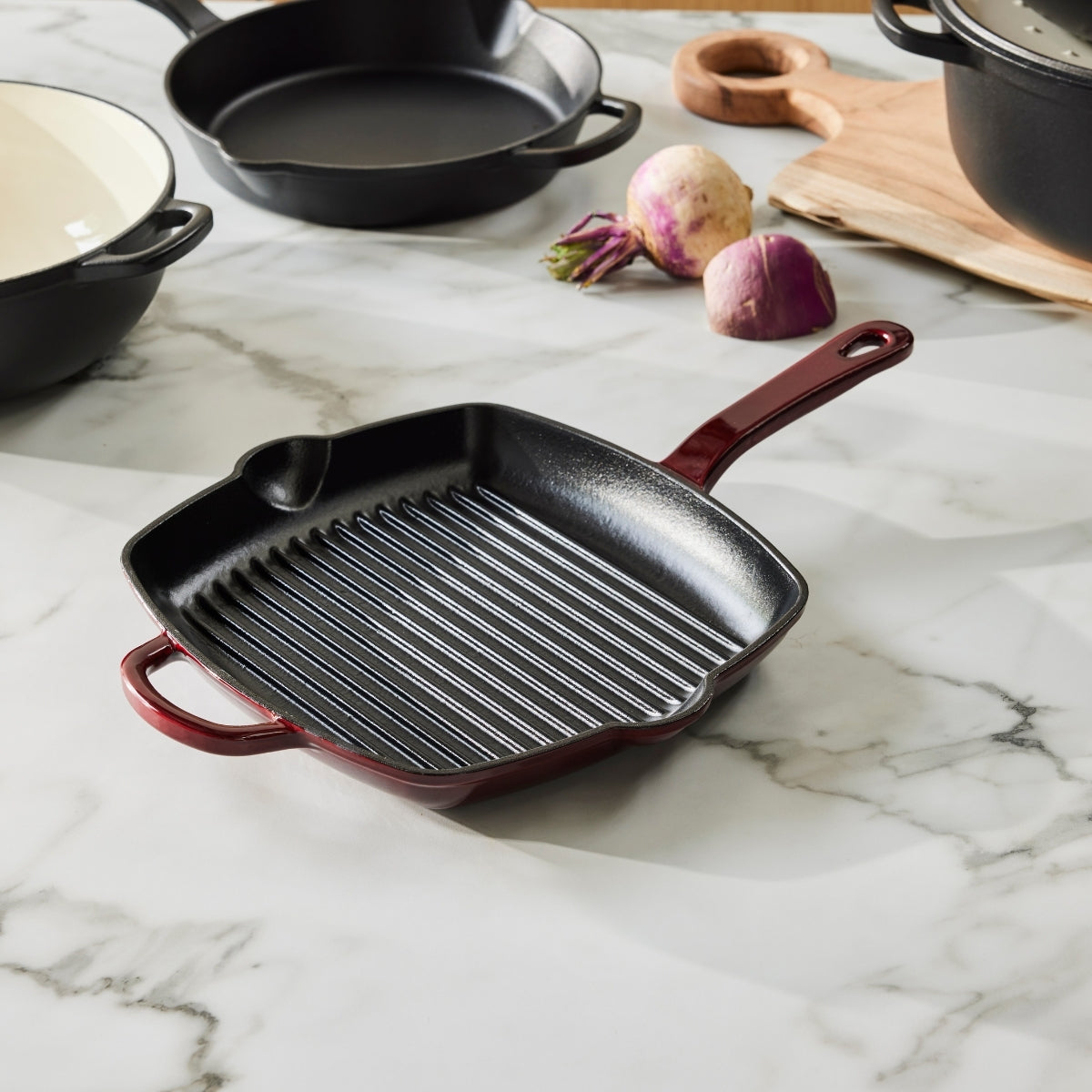 Maxwell & Williams Cast Iron Grill Pan Merlot 26cm Gift Boxed
