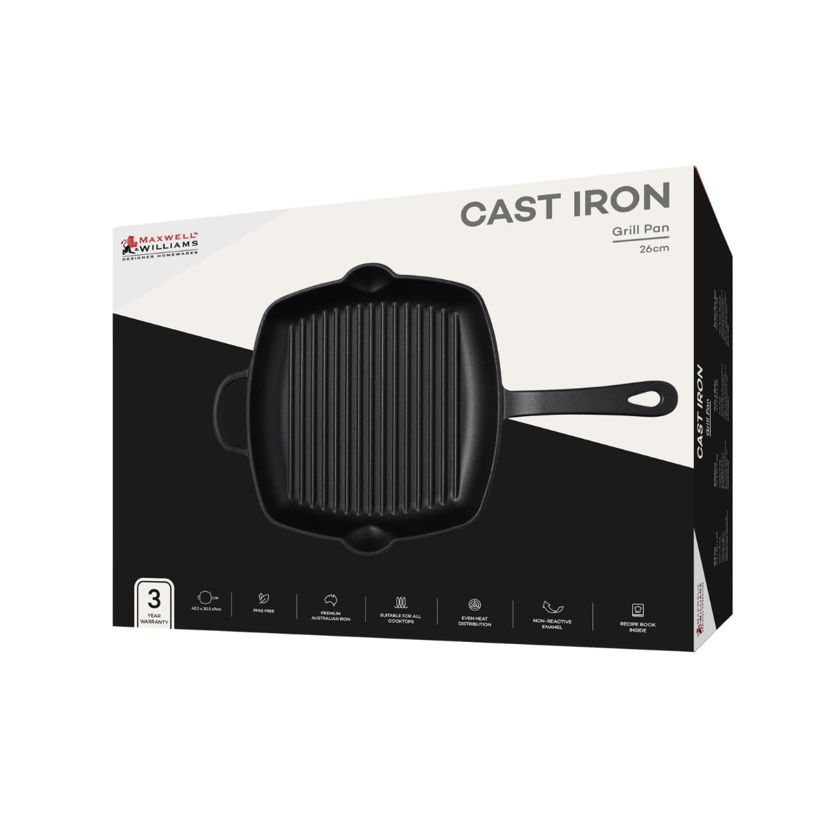 Maxwell & Williams Cast Iron Grill Pan Black 26cm Gift Boxed