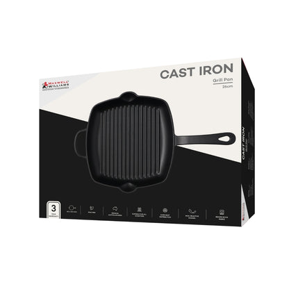 Maxwell & Williams Cast Iron Grill Pan Black 26cm Gift Boxed