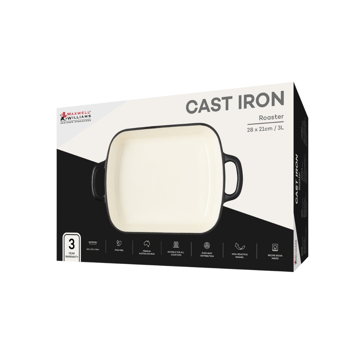 Maxwell & Williams Cast Iron Roaster Black 28x21cm / 3L Gift Boxed