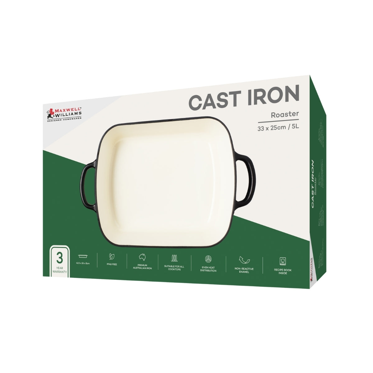 Maxwell & Williams Cast Iron Roaster English Racing Green 33x25cm / 5L Gift Boxed
