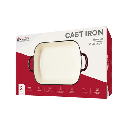 Maxwell & Williams Cast Iron Roaster Merlot 33x25cm / 5L Gift Boxed