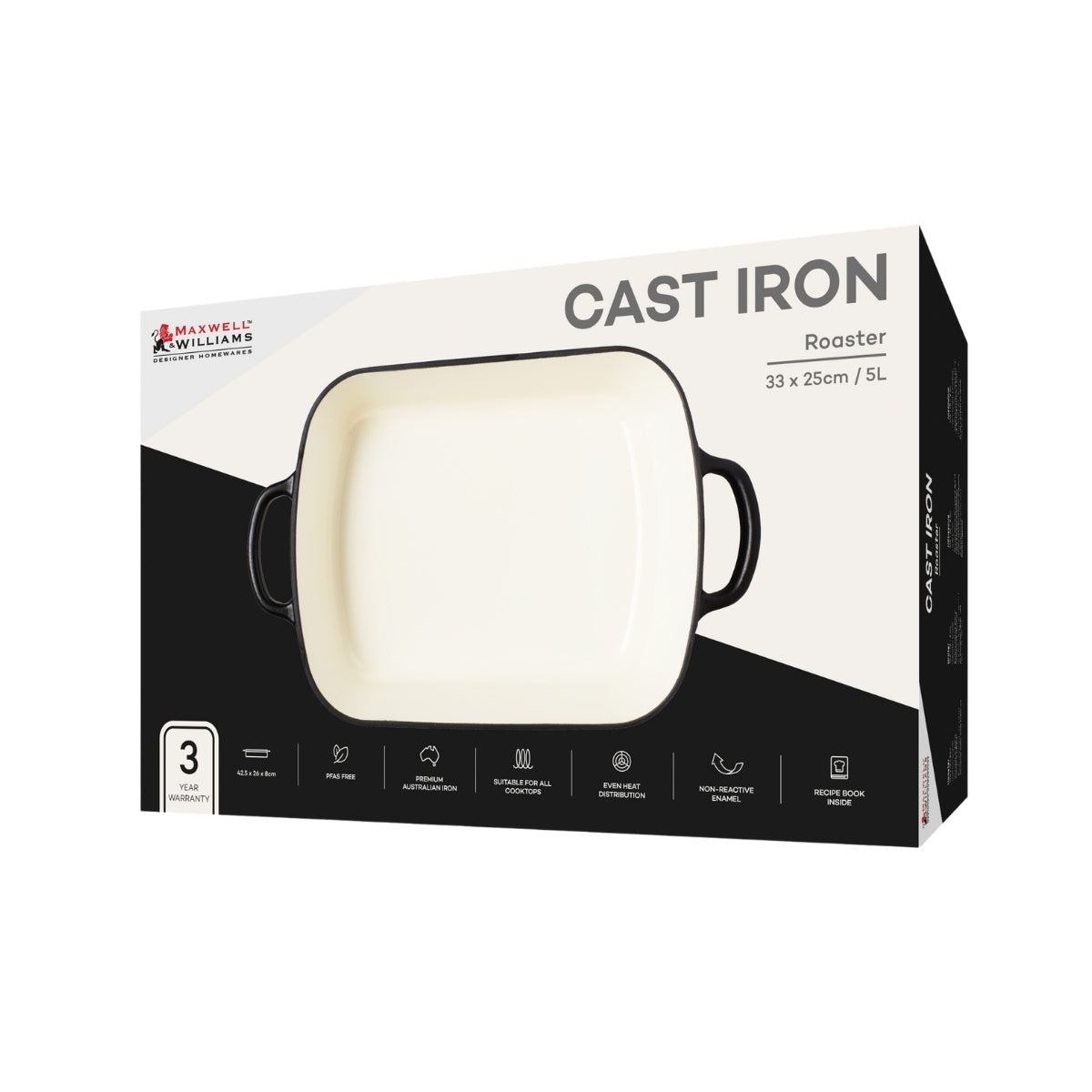 Maxwell & Williams Cast Iron Roaster Black 33x25cm / 5L Gift Boxed