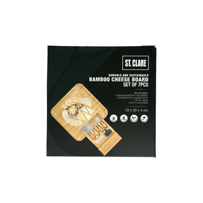 St Clare Bamboo Cheese Board Set 33x33x4.1cm
