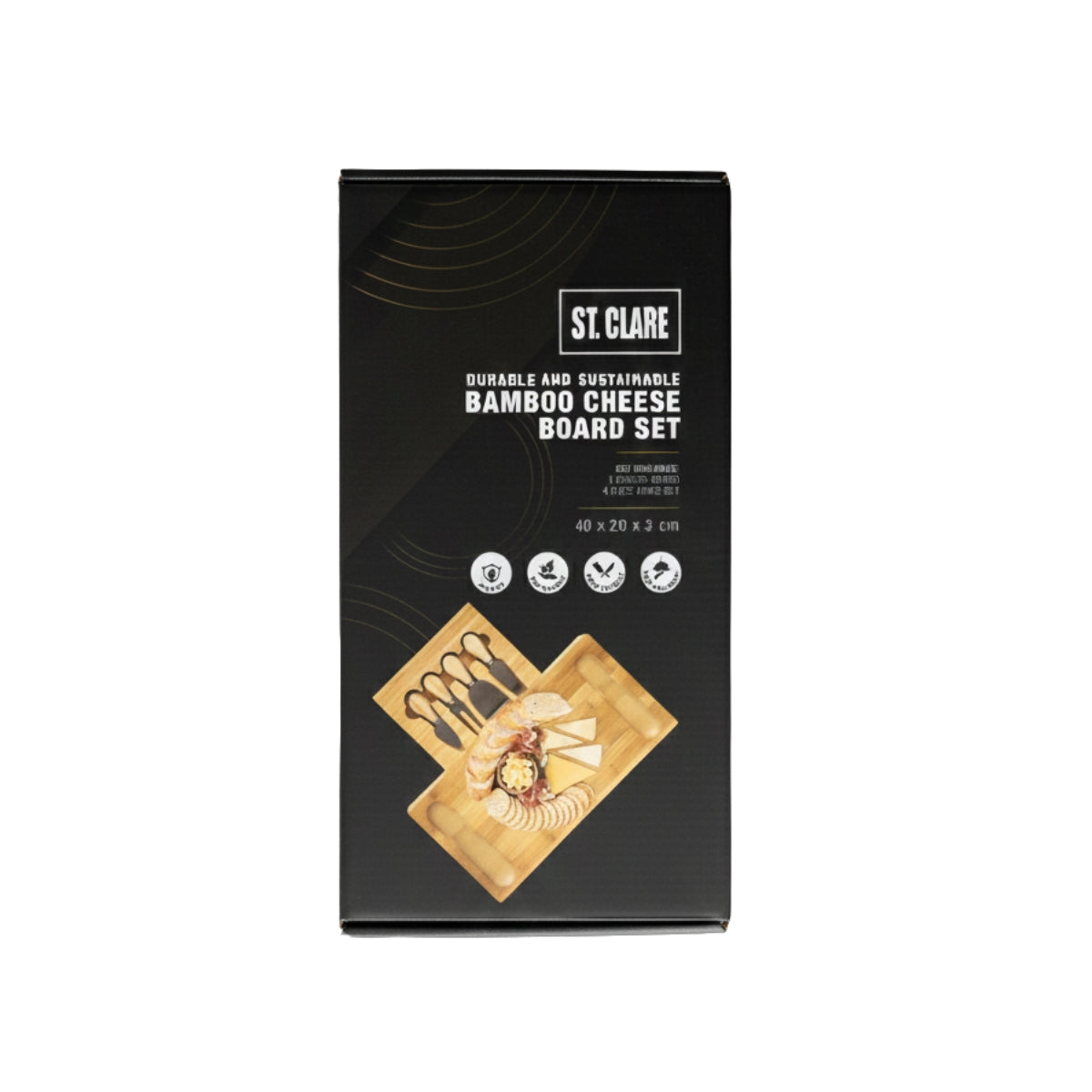 St Clare Bamboo Cheese Board Set 40x20x3cm