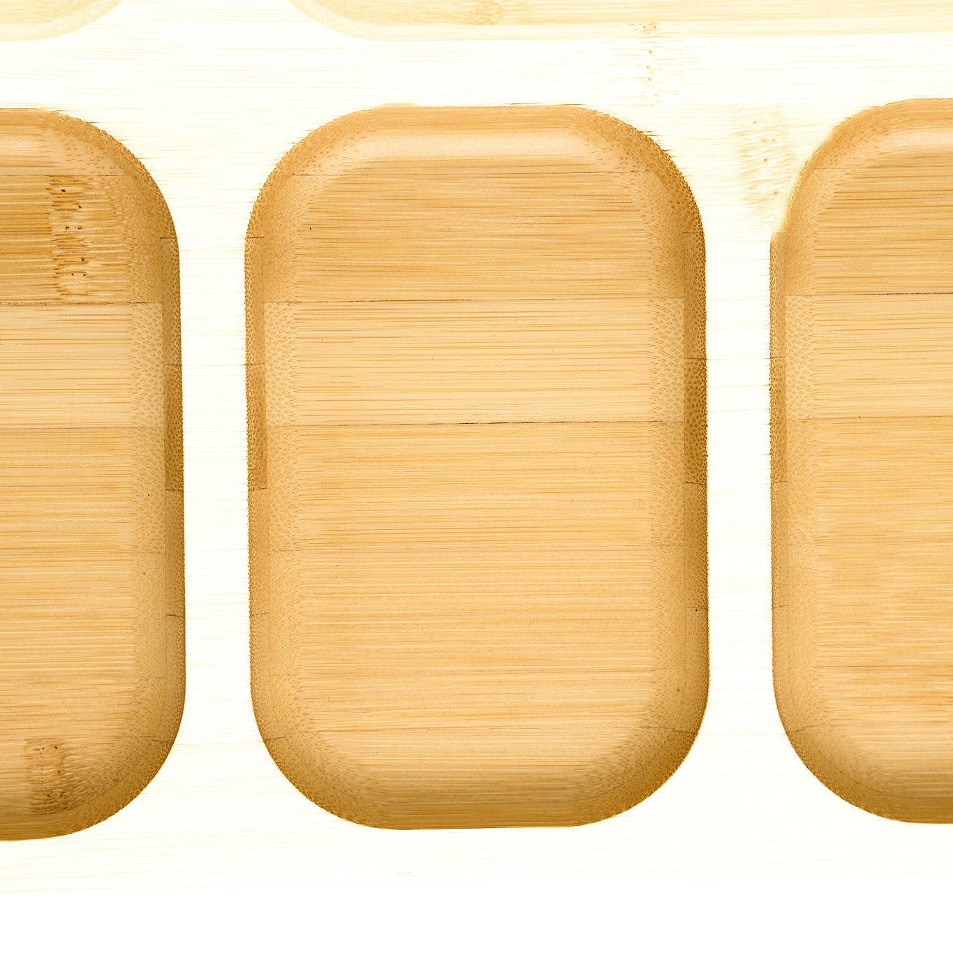 6 Compartment Bamboo Tray with PET Lid 35.5x28x7cm