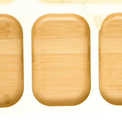 6 Compartment Bamboo Tray with PET Lid 35.5x28x7cm