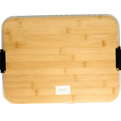 6 Compartment Bamboo Tray with PET Lid 35.5x28x7cm