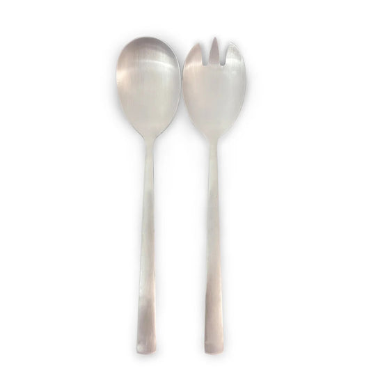 St Clare Nordic 2 Piece Salad & Fork Set Silver Matte Finish