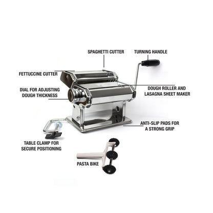 Silver Pasta Machine Includes Pasta Bike