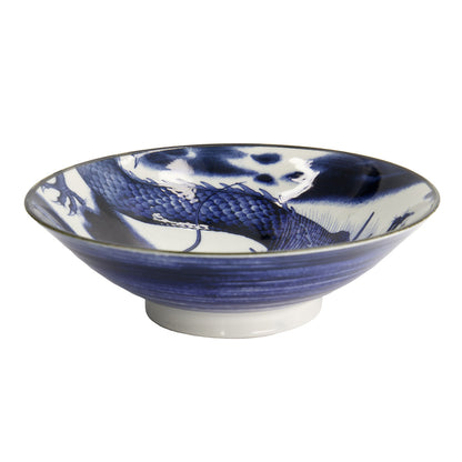 Tokyo Design Japonism Menbachi Bowl 25x7cm Blue Dragon