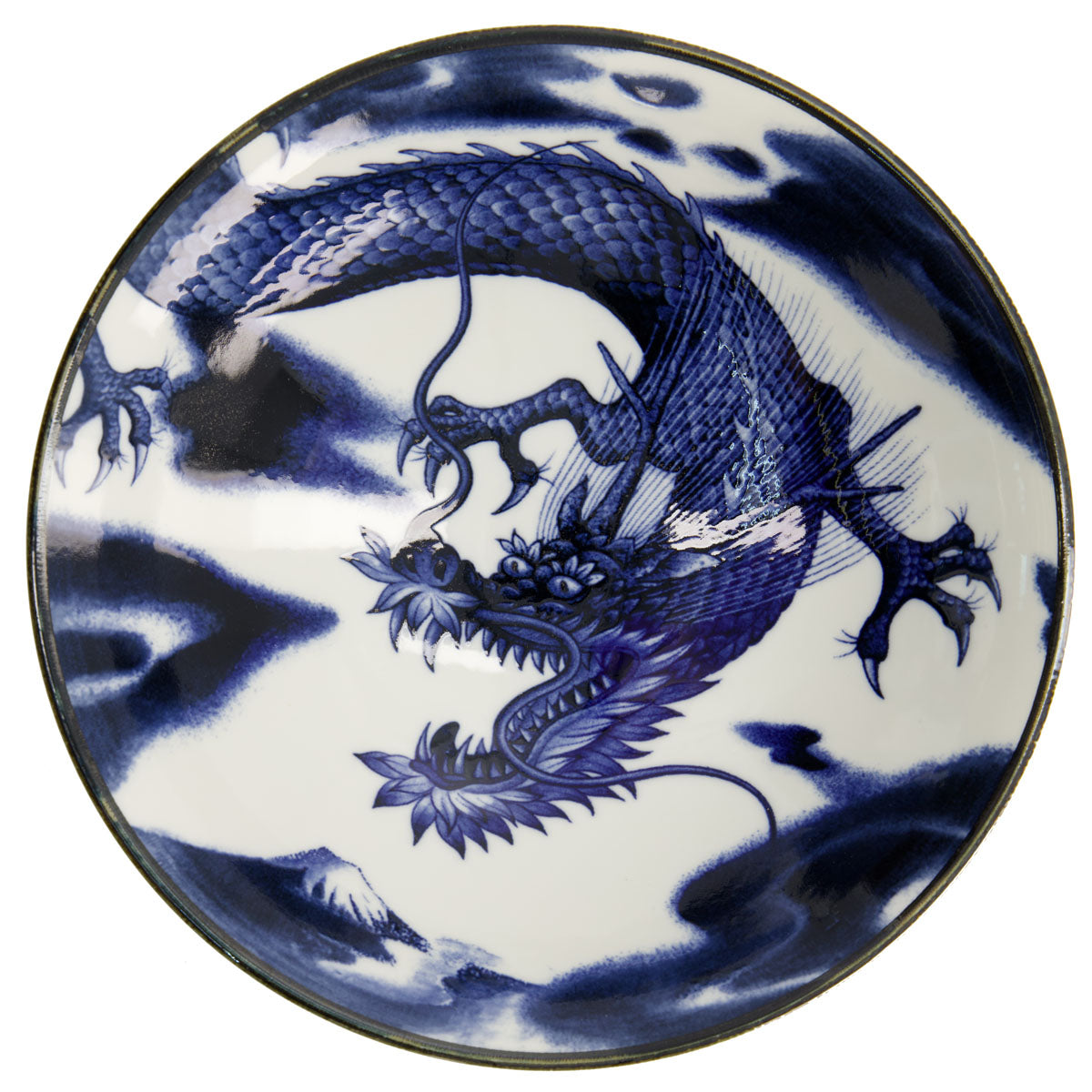 Tokyo Design Japonism Menbachi Bowl 25x7cm Blue Dragon