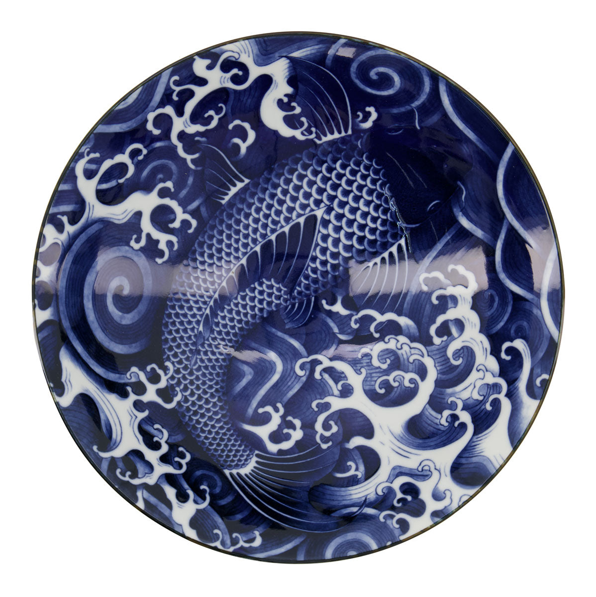 Tokyo Design Japonism Menbachi Bowl 25x7cm Blue Carp