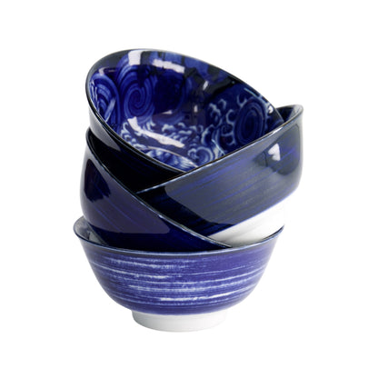 Tokyo Design Japonism Bowl Giftset 4pc 14cm Blue Gift Boxed