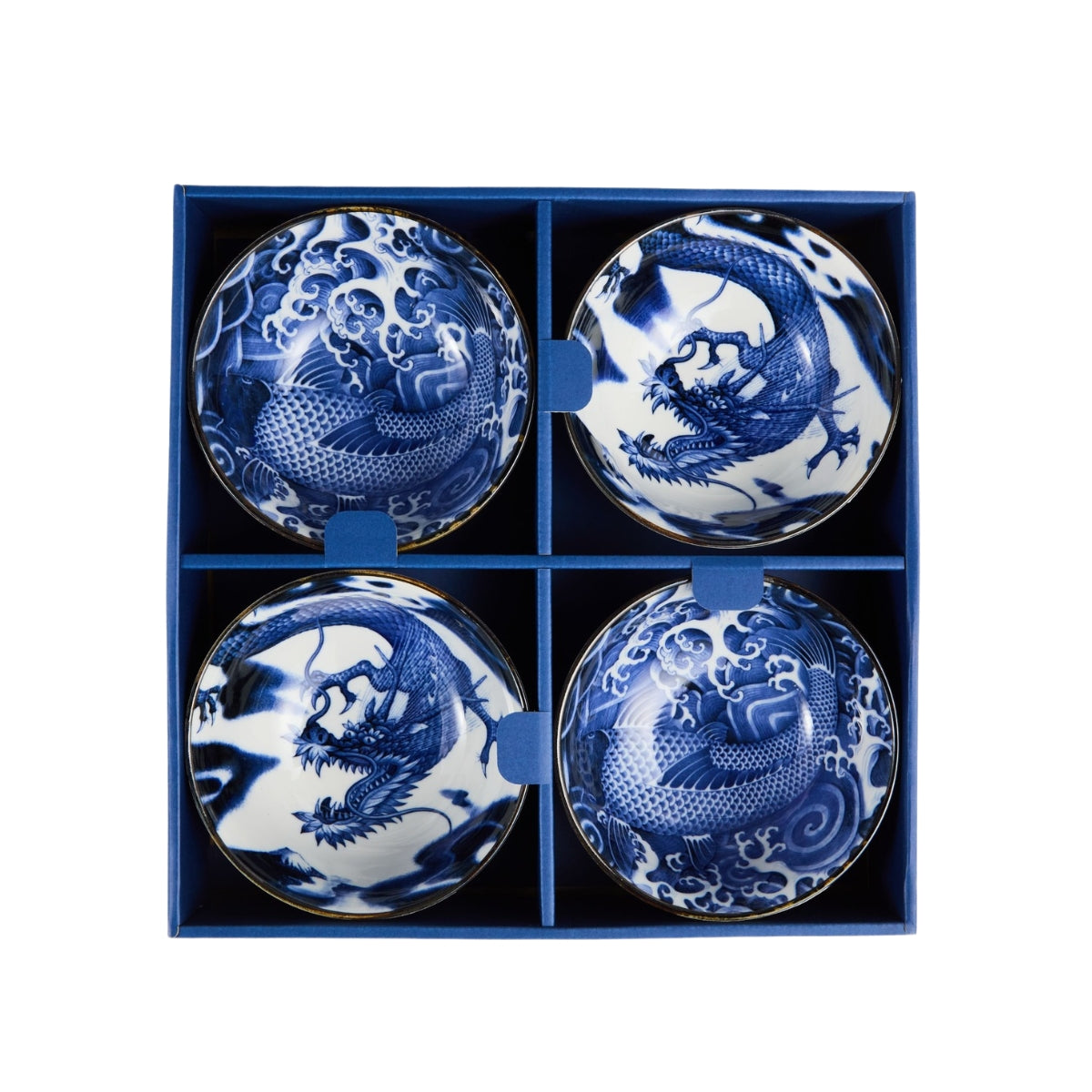 Tokyo Design Japonism Bowl Giftset 4pc 14cm Blue Gift Boxed