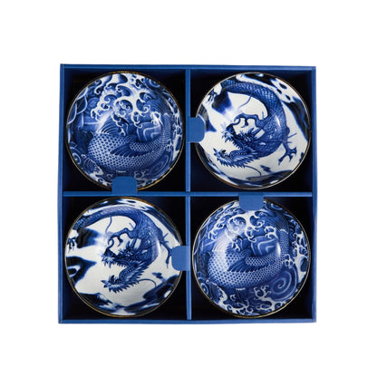 Tokyo Design Japonism Bowl Giftset 4pc 14cm Blue Gift Boxed