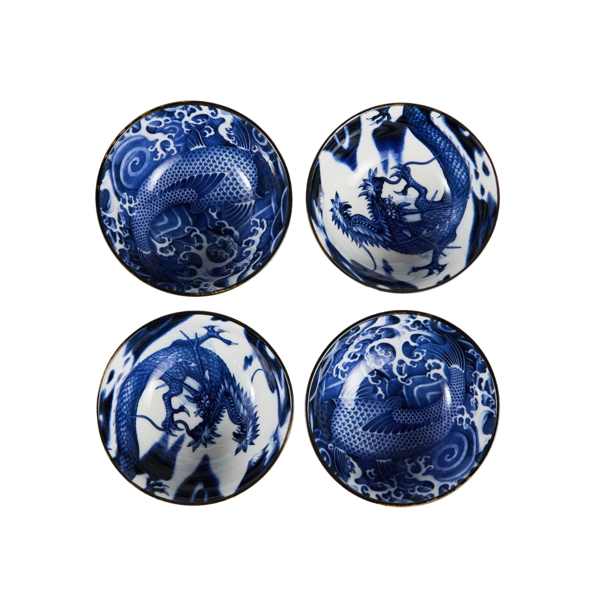 Tokyo Design Japonism Bowl Giftset 4pc 14cm Blue Gift Boxed