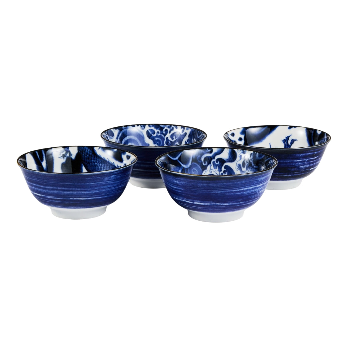 Tokyo Design Japonism Bowl Giftset 4pc 14cm Blue Gift Boxed