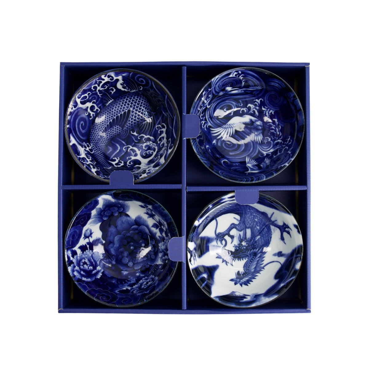 Tokyo Design Japonism Bowl Giftset 4pc 14cm Blue Gift Boxed