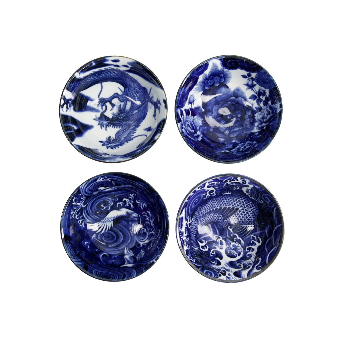 Tokyo Design Japonism Bowl Giftset 4pc 14cm Blue Gift Boxed