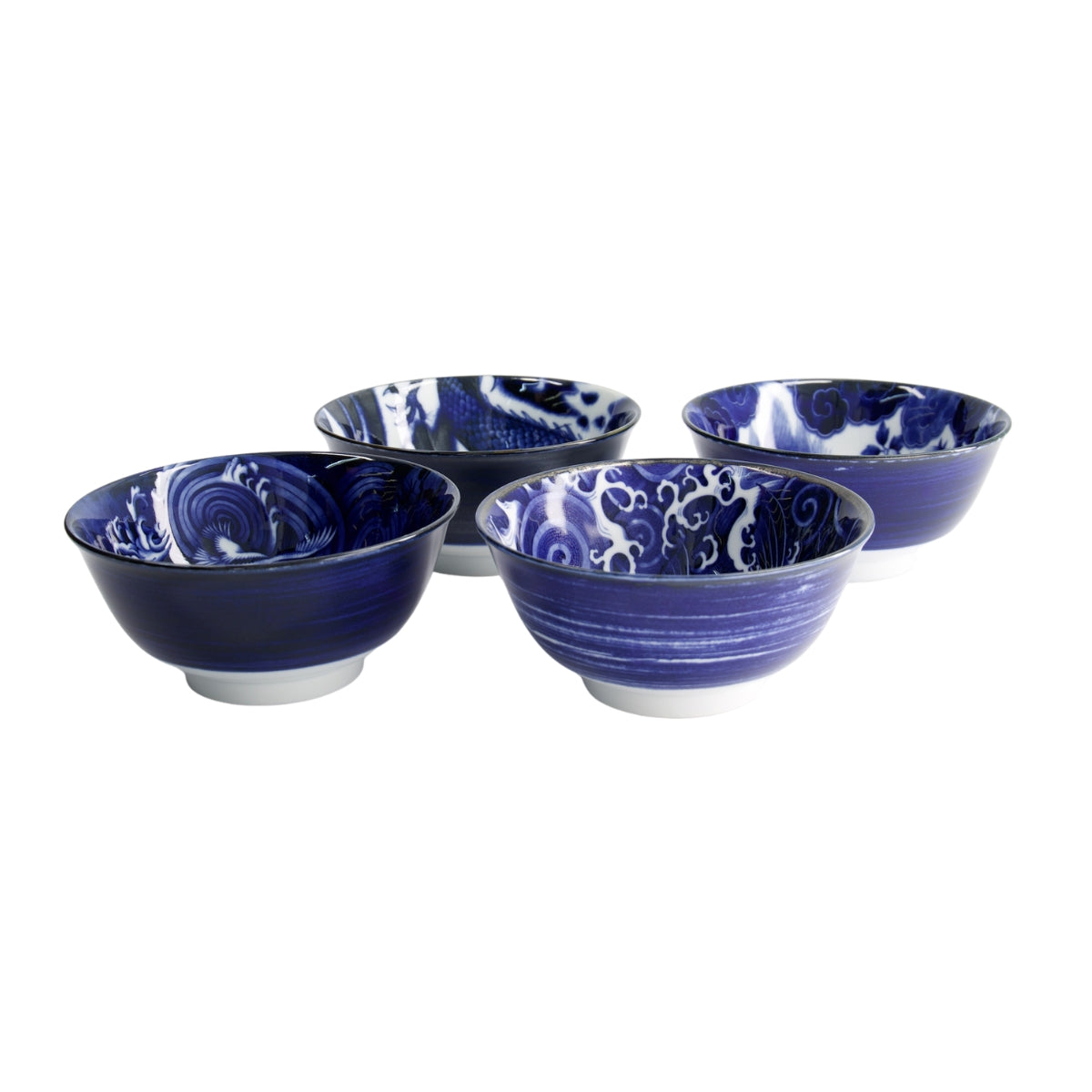 Tokyo Design Japonism Bowl Giftset 4pc 14cm Blue Gift Boxed