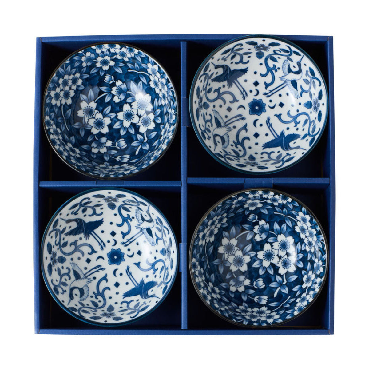 Tokyo Design Tokyo Blue Sakura Bowl Giftset 4pc 15cm Blue Gift Boxed