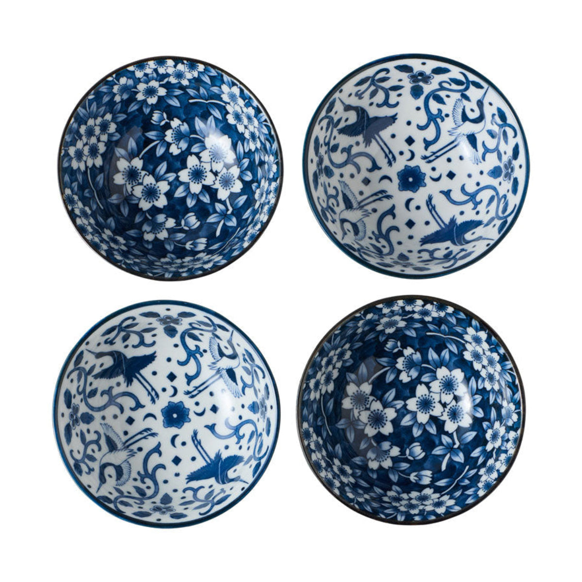Tokyo Design Tokyo Blue Sakura Bowl Giftset 4pc 15cm Blue Gift Boxed