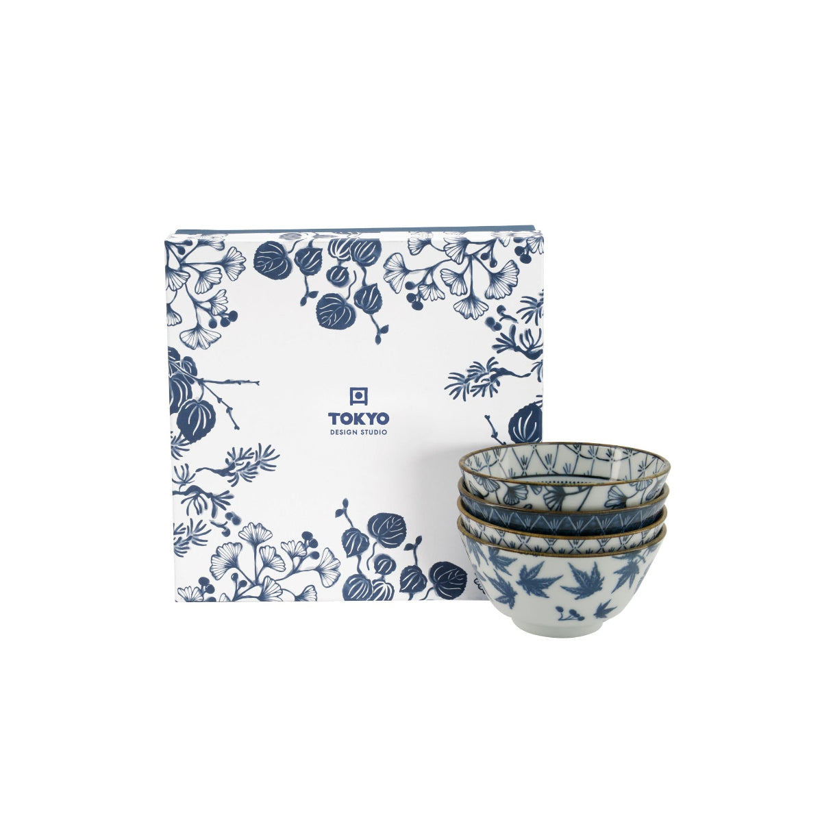 Flora Japonica Rice Bowl Giftset 4pc 12cm Mixed Gift Boxed