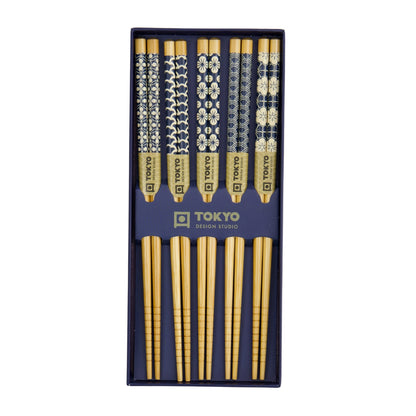 Tokyo Design Chopstick Giftset 5pc Blue Gift Boxed