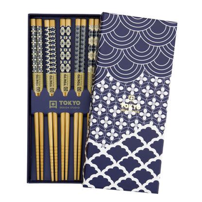 Tokyo Design Chopstick Giftset 5pc Blue Gift Boxed