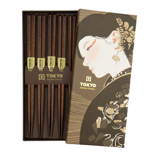 Tokyo Design Chopstick Giftset 5pc Dark Brown Gift Boxed