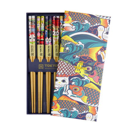 Tokyo Design Chopstick Giftset 5pc Lucky & Koinobori Gift Boxed