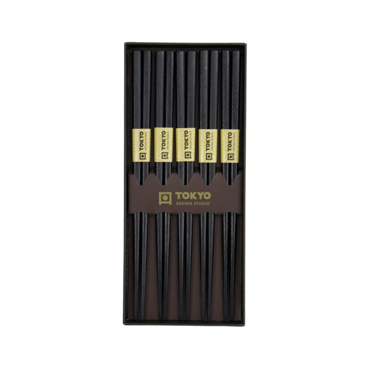 Chopstick Giftset 5pc Square Black Gift Boxed