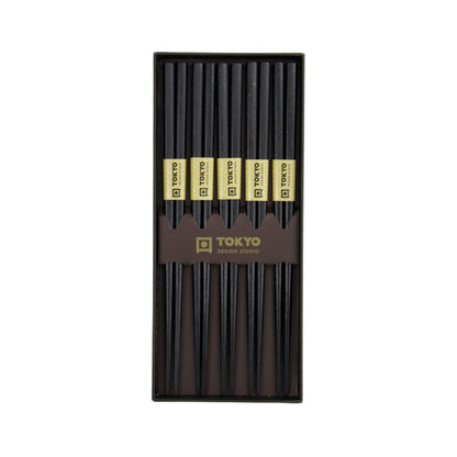 Chopstick Giftset 5pc Square Black Gift Boxed