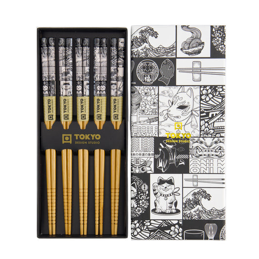 Tokyo Design Chopstick Giftset 5pc Tokyo Fan Gift Boxed