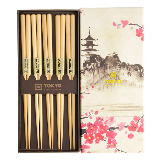 Tokyo Design Chopstick Giftset 5pc Wooden Brown Gift Boxed
